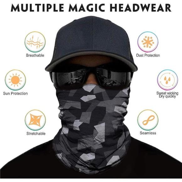 Neck Gaiter Face Mask Men Women,Seamless Bandana Rave Face Cover Scarf Mask - Picture 2 of 6